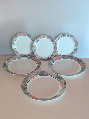 6 pieces, Corelle Silk & Rose, 3 Dinner Plates and 3 Dessert Plates.